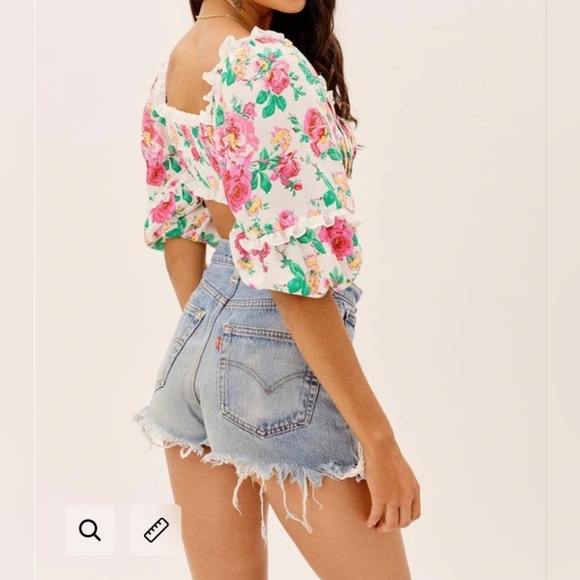 For Love & Lemons Baby Doll Whimsigoth  Imagen Crop  Floral Top Size Small - Picture 3 of 17